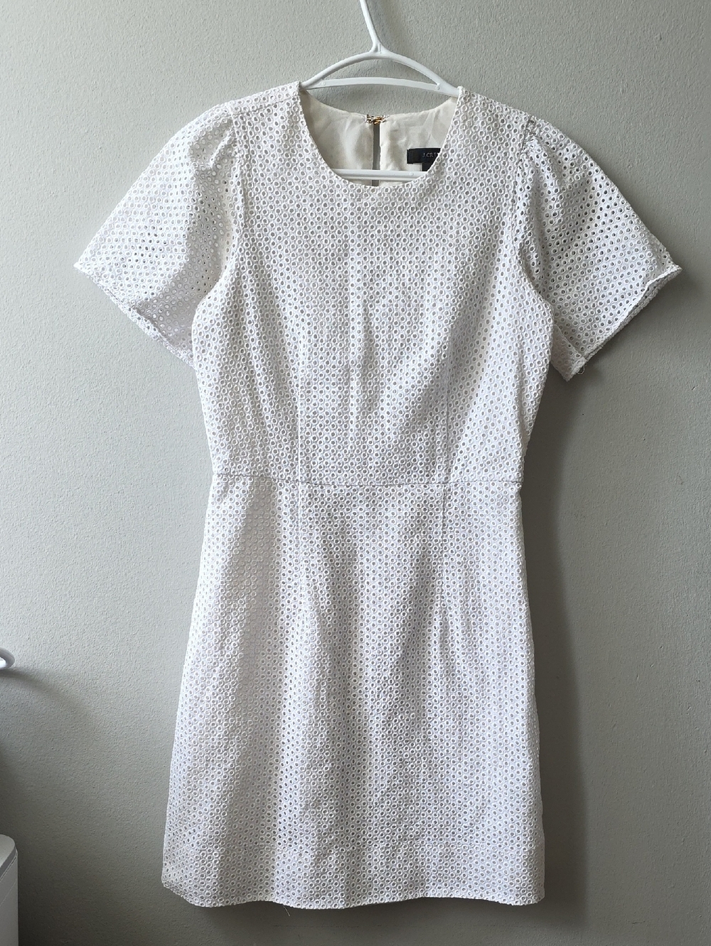 J crew Women's White Eyelet Short Sleeve Dress